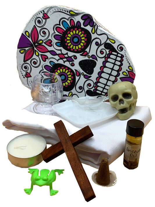 Ancestor Altar On The Go - Small Compact Travel Altar in Skull Box - Moonlight Potions & Charms