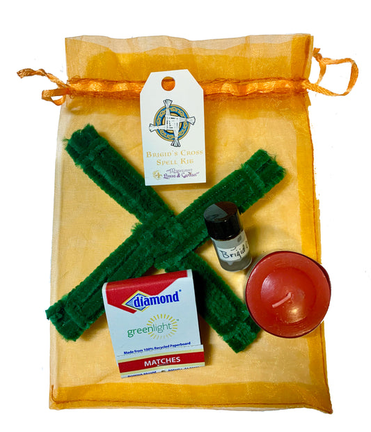 Brigid Cross Spell Kit - Moonlight Potions & Charms - Brigid Cross, Candle, Matches, Brigid Oil,  & Bag