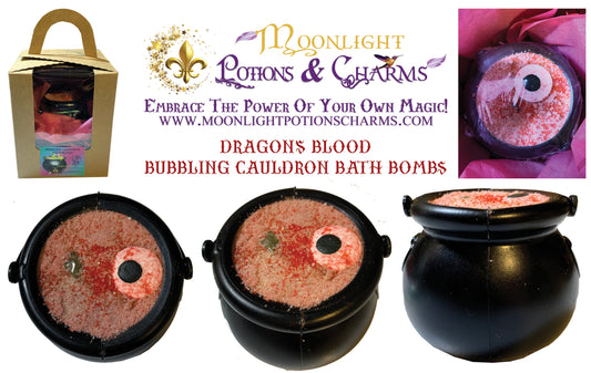 Dragon's Blood Bubbling Cauldron Bath Bomb Spell - Moonlight Potions & Charms