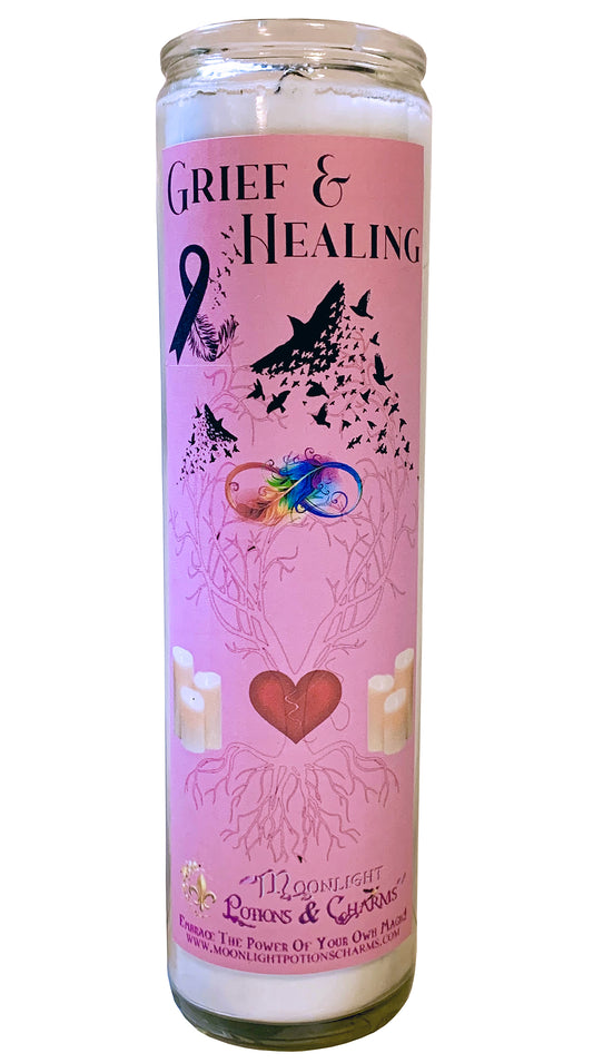 Grief & Healing Prayer Candle, Front - Moonlight Potions & Charms