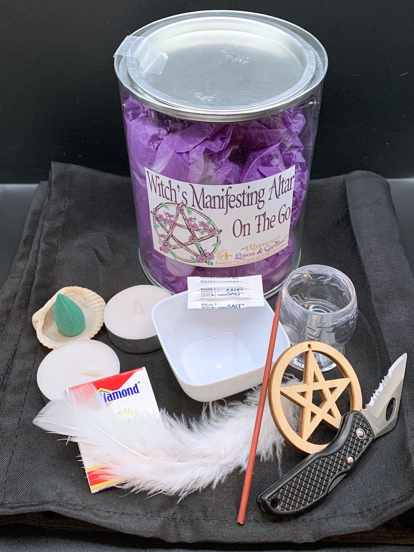 Witch's Manifesting Altar On The Go, Compact Altar - Moonlight Potions & Charms