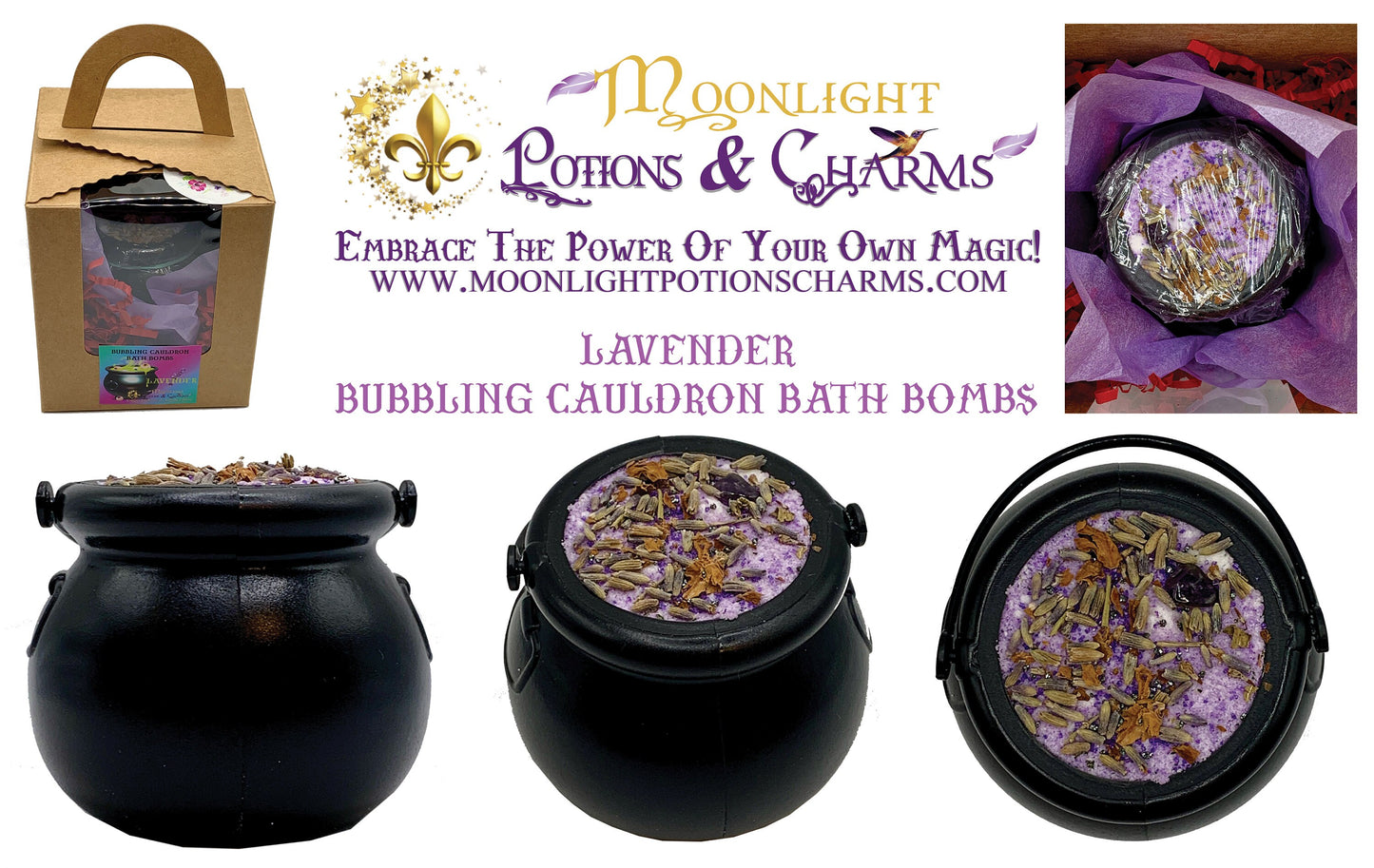 Lavender Bubbling Cauldron Bath Bomb Spells