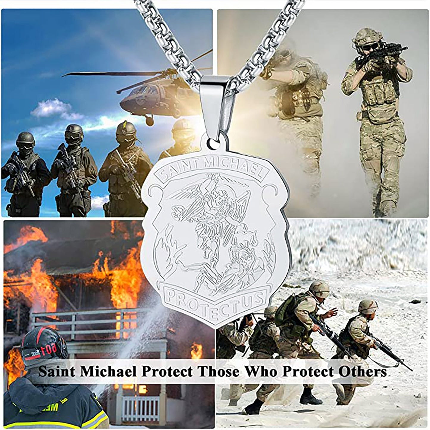 Archangel Michael Stainless Steel Metal Necklace
