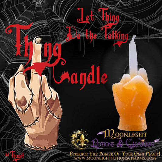 Thing Candle (F*ck It) -Our Addams Family Hand (Orange and White Color)